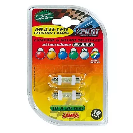 Lampa ΛΑΜΠΑΚΙΑ ΠΛΑΦΟΝΙΕΡΑΣ C5W 12V SV8,5-8 10x35 3LED ΛΕΥΚΟ BLISTER 2ΤΕΜ. 5839.4-LM 