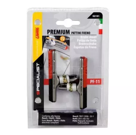 Lampa ΤΑΚΑΚΙΑ ΦΡΕΝΩΝ ΠΟΔΗΛΑΤΟΥ (CITY/MTB BIKE) PREMIUM 72mm PF-11 ΜΑΥΡΟ/ΚΟΚΚΙΝΟ 2ΤΕΜ. 9219.1-LB 