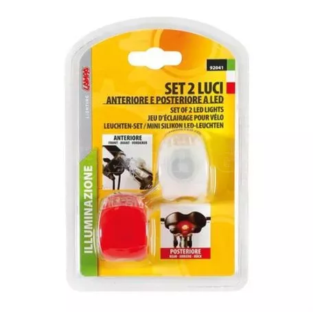 Lampa Φως ποδηλάτου σε κόκκινο και άσπρο 2τεμ. 2 LED αδιάβροχα 9204.1-LB 