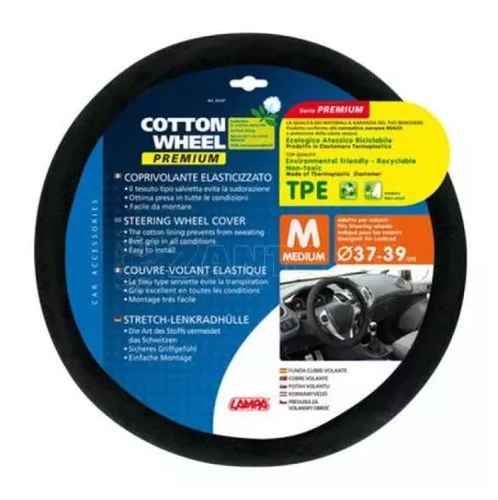 Lampa ΚΑΛΥΜΜΑ ΤΙΜΟΝΙΟΥ COTTON WHEEL ΜΑΥΡΟ ΧΡΩΜΑ ME ΒΑΜΒΑΚΕΡΗ ΕΠΕΝΔΥΣΗ  ΑΟΣΜΟ ΟΙΚΟΛΟΓΙΚΟ/ ΜΗ ΤΟΞΙΚΟ/ ΑΝΑΚΥΚΛΩΣΙΜΟ ΥΛΙΚΟ 37-39cm L3312.7 