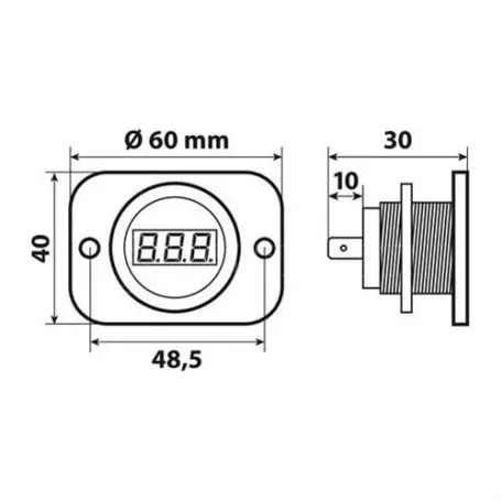 Lampa ΒΟΛΤΟΜΕΤΡΟ ΨΗΦΙΑΚΟ ΣΕ ΠΡΙΖΑ EXT-9 6-30V LED 60x48,5x40mm L3897.4 