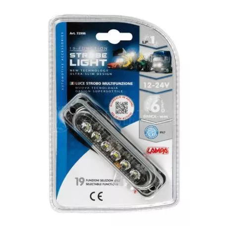 Lampa ΣΤΡΟΜΠΟ ΛΕΥΚΟ LF1 12/24V ΜΕ 6 LED 19 ΧΡΗΣΕΩΝ ΑΔΙΑΒΡΟΧΟ 113x28mm 1ΤΕΜ. L7299.6 