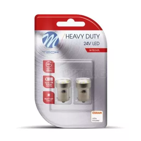 M-tech R5W/R10W 24V BA15s LED 8xSMD3528 ΛΕΥΚΟ (ΜΟΝΟΠΟΛΙΚΟ) HEAVY DUTY BLISTER 2ΤΕΜ. M-TECH LB988W/MT 