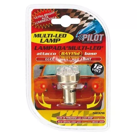 Lampa P21/5W 12V BAY15d 11LED ΔΙΠΟΛΙΚΟ ΚΟΚΚΙΝΟ (STOP) MULTI-LED BLISTER 1ΤΕΜ. 5837.6-LM 