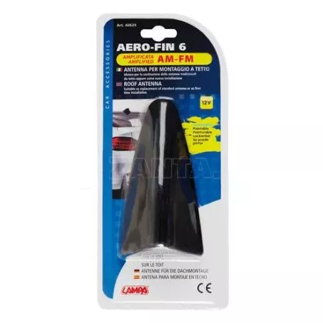 Lampa ΚΕΡΑΙΑ ΚΑΡΧΑΡΙΑΣ AERO-FIN 6 12V ΜΑΥΡΗ AM/FM ΜΕ ΕΝΙΣΧΥΤΗ ΣΗΜΑΤΟΣ 78x148x59mm L4062.9 