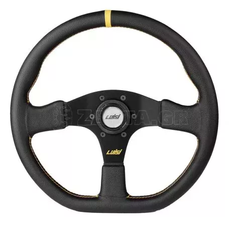 Luisi ΤΙΜΟΝΙ STEALTH CORSA ΔΙΑΜΕΤΡΟΣ 355mm ΤΡΙΑΚΤΙΝΟ ΔΕΡΜΑΤΙΝΟ ΜΑΥΡΟ LUISI ΤΙΜ.41612/01/LU 