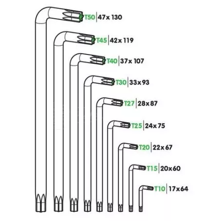 Lampa TORX ΚΛΕΙΔΙΑ 9 ΤΕΜΑΧΙΩΝ (T10/15/20/25/27/30/40/45/50)  ΧΡΩΜΙΟ-ΒΑΝΑΔΙΟ (CRV) L6600.4 
