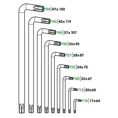 Lampa TORX ΚΛΕΙΔΙΑ 9 ΤΕΜΑΧΙΩΝ (T10/15/20/25/27/30/40/45/50) ΧΡΩΜΙΟ-ΒΑΝΑΔΙΟ (CRV) L6600.4
