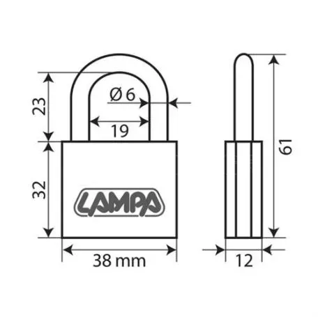 Lampa ΛΟΥΚΕΤΟ 40mm STANDARD ΜΕ 3 ΚΛΕΙΔΙΑ L6542.0 