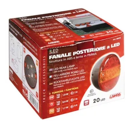 Lampa ΦΑΝΑΡΙ ΠΙΣΙΝΟ ΜΕ 20LED 24V ΣΤΡΟΓΓΥΛΟ 10ΜΜ 1TEM. L9847.6 