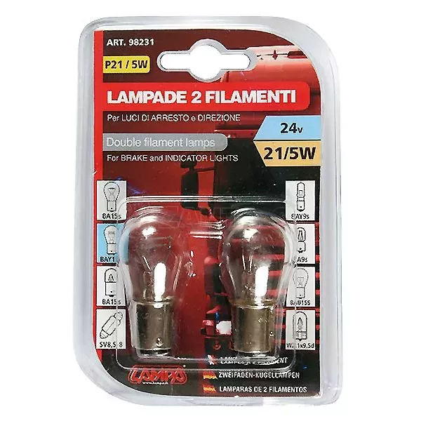 Lampa Διπολική Λάμπα 24V P21/5W - BAΥ15d - 2 τεμάχια L9823.1