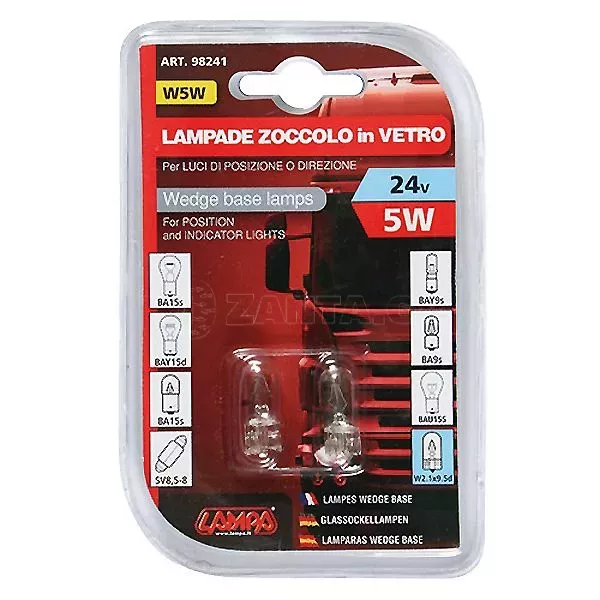 Lampa Λαμπάκι 24V- W5W - 5W - W2.1x9.5d L9824.1