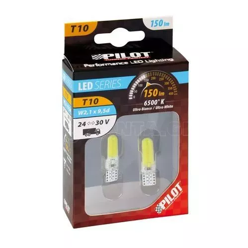 Lampa T10 24-30V W2,1x9,5d MEGA-LED COB 2SMDx12chips 150lm ΛΕΥΚΟ 2ΤΕΜ. L9836.1
