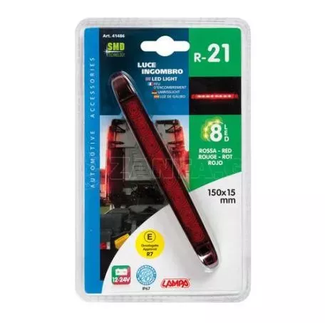Lampa ΦΩΣ ΟΓΚΟΥ 8LED ΚΟΚΚΙΝΟ 12/24V 150mm ΑΔΙΑΒΡΟΧΟ 1ΤΕΜ. L4148.6 