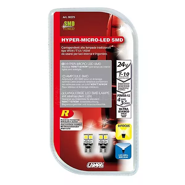 Lampa T10 24V 4SMD Λευκό HYPER LED (2 κομμάτια) L9837.5