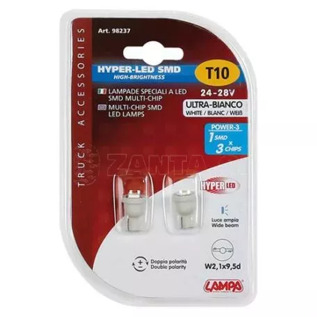 Lampa Λαμπάκι T10 24/28V W2,1x9,5d Hyper-Led3 Λευκό L9823.7 
