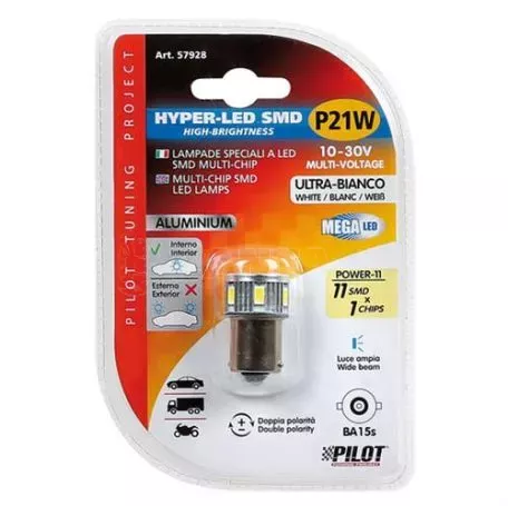 Lampa Λαμπάκι P21W Mega-Led11 BA15s Λευκό 1τεμ. 5792.8-LM 