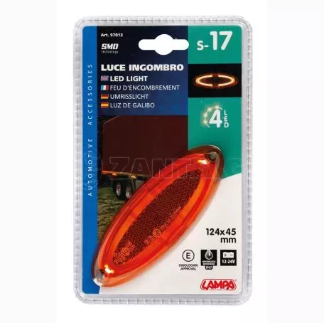 Lampa ΦΩΣ ΟΓΚΟΥ 4LED ΠΟΡΤΟΚΑΛΙ SMD 12/24V 124mm 1ΤΕΜ. L9701.3 