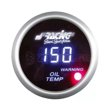 Simoni Racing ΘΕΡΜΟΚΡΑΣΙΑ ΛΑΔΙΟΥ ΨΗΦΙΑΚΟ 52mm ΜΑΥΡΟ ME WARNING LED ΟΡΓ/OT/D 