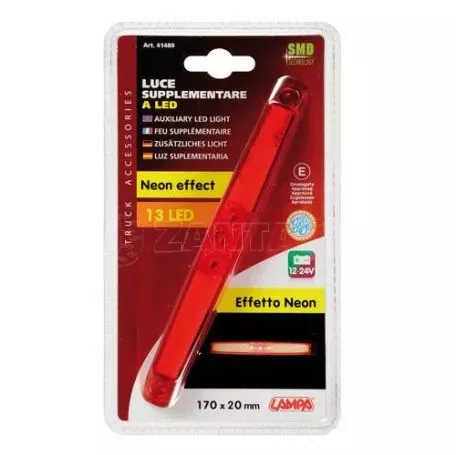 Lampa ΑΔΙΑΒΡΟΧΟ ΦΩΣ ΘΕΣΕΩΣ 12/24V NEON EFFECT (ΚΟΚΚΙΝΟ ΦΩΣ 13 LED - 17cm) L4148.0 
