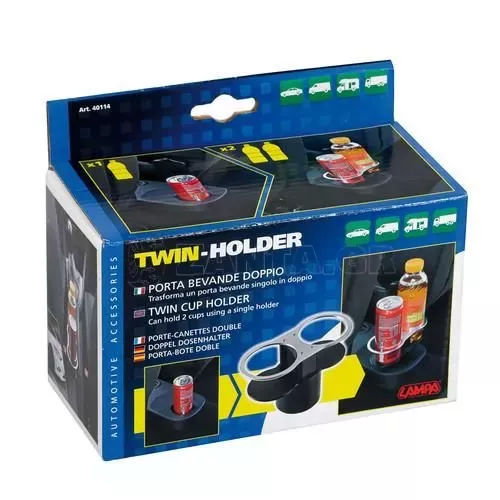 Lampa ΠΟΤΗΡΟΘΗΚΗ ΔΙΠΛΗ TWIN-HOLDER - ΘΗΚΕΣ 68 mm (ΜΕ ΒΑΣΗ 65 mm) ΤΑΦ ΠΟΤΗΡΟΘΗΚΗΣ L4011.4