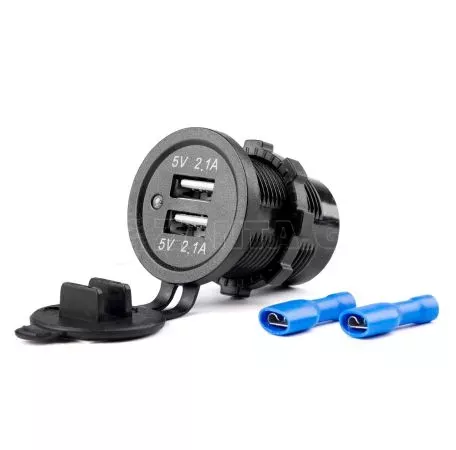 AMIO ΠΡΙΖΑ ΜΕ 2 ΘΥΡΕΣ USB 12/24V - 2x5V/2.1A Φ37mmX51mm MOD-04 AMIO 02854/AM 