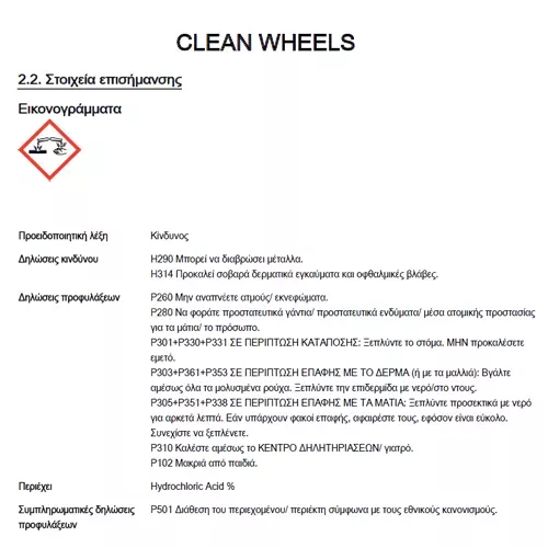 AutoGLym AUTOGLYM CLEAN WHEELS - ΚΑΘΑΡΙΣΤΙΚΟ ΖΑΝΤΩΝ 500ML - 1 Τεμ. ΧΜ.AG/CW500