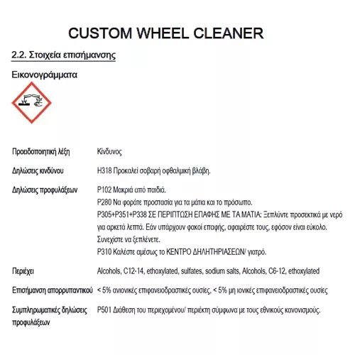 AutoGLym AUTOGLYM CUSTOM WHEEL CLEANER - ΑΣΦΑΛΕΣ ΚΑΘΑΡΙΣΤΙΚΟ ΖΑΝΤΩΝ 500ml - 1 Τεμ. ΧΜ.AG/CWC500