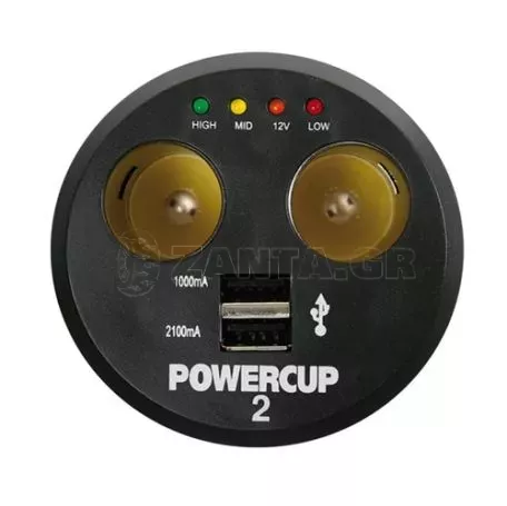 Lampa ΑΝΤΑΠΤΟΡΑΣ ΑΝΑΠΤΗΡΑ POWERCUP 2 12V + 2USB + TESTER ΜΠΑΤΑΡΙΑΣ L3901.1/T 