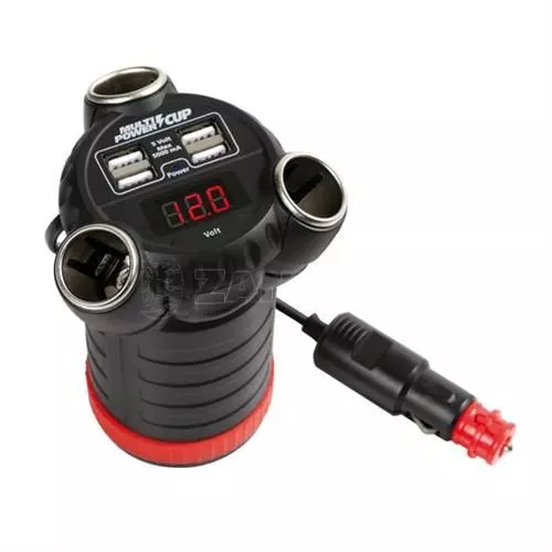 Lampa ΑΝΤΑΠΤΟΡΑΣ ΑΝΑΠΤΗΡΑ 12/24/36V ΤΡΙΠΛΟΣ ΜΕ 4 USB+ΒΟΛΤΟΜΕΤΡΟ MULTI POWER CUP ΜΕ ΚΑΛΩΔΙΟ 80cm L3892.6/T