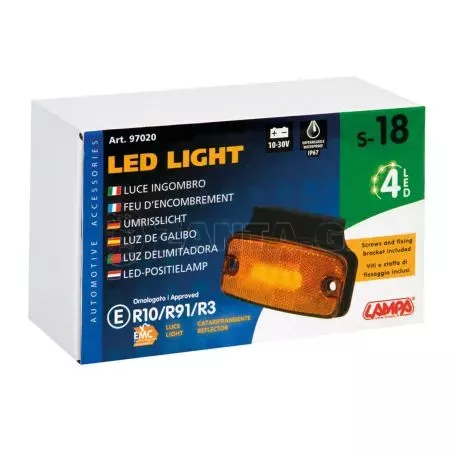 Lampa ΦΩΣ ΟΓΚΟΥ S18 2 LED ΠΟΡΤΟΚΑΛΙ 10/30V ΜΕ ΑΝΑΚΛΑΣΤΗΡΑ (114x54 mm) -1ΤΕΜ. L9702.0 