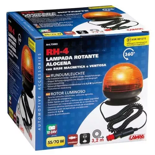 Lampa ΜΑΓΝΗΤΙΚΟΣ ΦΑΡΟΣ RH-4 12V/24V (ΠΟΡΤΟΚΑΛΙ/ΚΟΝΤΟΣ/ΣΤΡΟΓΓΥΛΟΣ ΜΕ ΦΙΣ ΑΝΑΠΤΗΡΑ - 130 Χ 135 mm) L7300.3