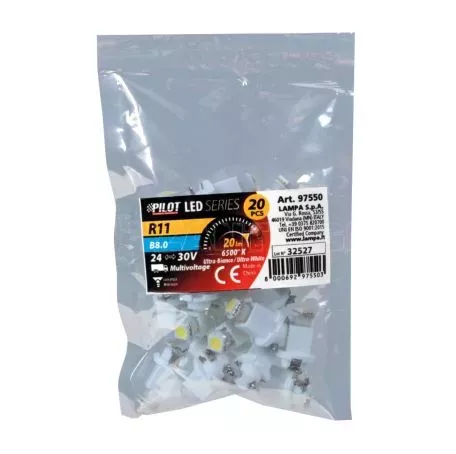 Lampa R11 24V B8,0 1SMD LED 20lm ΔΙΑΘΛΑΣΗΣ ΛΕΥΚΟ  ΣΑΚΟΥΛΑ 20ΤΕΜ. L9755.0 