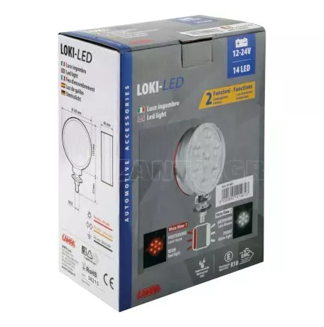 Lampa ΦΩΣ ΘΕΣΕΩΣ / ΒΟΗΘΗΤΙΚΟ ΦΩΣ ΦΟΡΤΗΓΟΥ 24V 14LED ΚΟΚΚΙΝΟ/ΛΕΥΚΟΙ 2ΧΡΗΣΕΩΝ LOKI-LED 105x115mm 1ΤΕΜ. L4146.1 