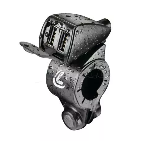 Lampa ΦΟΡΤΙΣΤΗΣ USB ΔΙΠΛΟΣ TREK 12/24V 5400mA ΜΕ ΒΑΣΗ ΣΤΗΡΙΞΗΣ ΤΙΜΟΝΙΟΥ 21>32mm & ΚΑΛΩΔΙΟ 150cm ΑΔΙΑΒΡΟΧΟΣ L3882.8/T 