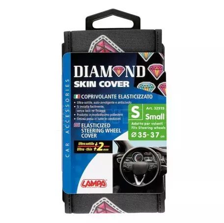 Lampa ΚΑΛΥΜΜΑ ΤΙΜΟΝΙΟΥ SKIN-COVER DIAMOND (ΔΙΑΜΑΝΤΙΑ) 35/37cm (S) ΜΑΥΡΟ ΕΛΑΣΤΙΚΟ ΠΟΛΥΕΣΤΕΡΙΚΟ 2mm ΠΑΧΟΣ L3291.9 