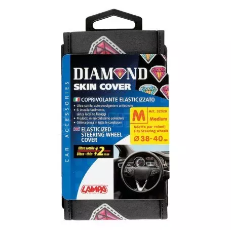 Lampa ΚΑΛΥΜΜΑ ΤΙΜΟΝΙΟΥ SKIN-COVER DIAMOND (ΔΙΑΜΑΝΤΙΑ) 38/40cm (M) ΜΑΥΡΟ ΕΛΑΣΤΙΚΟ ΠΟΛΥΕΣΤΕΡΙΚΟ 2mm ΠΑΧΟΣ L3292.0 
