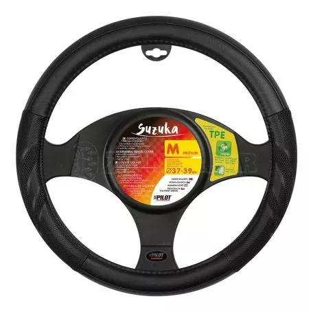 Lampa ΚΑΛΥΜΜΑ ΤΙΜΟΝΙΟΥ SUZUKA (M) 37/39cm ΔΕΡΜΑΤΙΝΗ ΜΑΥΡO ΑΟΣΜΟ ECO-FRIENDLY L3293.1 