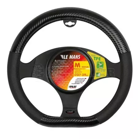 Lampa ΚΑΛΥΜΜΑ ΤΙΜΟΝΙΟΥ LE MANS (M) 37/39 cm ΔΕΡΜΑΤΙΝΗ ΜΑΥΡΟ/ CARBON ΑΟΣΜΟ ECO-FRIENDLY (ΚΟΦΤΟ ΤΙΜΟΝΙ) L3295.3 