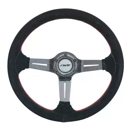 Simoni Racing ΤΙΜΟΝΙ CARLOS ΜΑΥΡΟ/CARBON ΣΟΥΕΤ ΜΕ ΚΟΚΚΙΝΗ ΡΑΦΗ ΤΡΙΑΚΤΙΝΟ ΔΙΑΜΕΤΡΟΣ 350mm ΠΑΧΟΣ 105mm ΒΑΡΟΣ 900gr SRCARLOS 