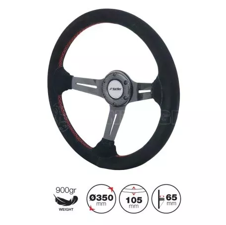 Simoni Racing ΤΙΜΟΝΙ ΤΟΜΜΙ ΜΑΥΡΟ/CARBON ΣΟΥΕΤ ΜΕ ΚΟΚΚΙΝΗ ΡΑΦΗ ΤΡΙΑΚΤΙΝΟ ΔΙΑΜΕΤΡΟΣ 350mm ΒΑΘΟΣ 65mm ΠΑΧΟΣ 105mm SRTOMMI 