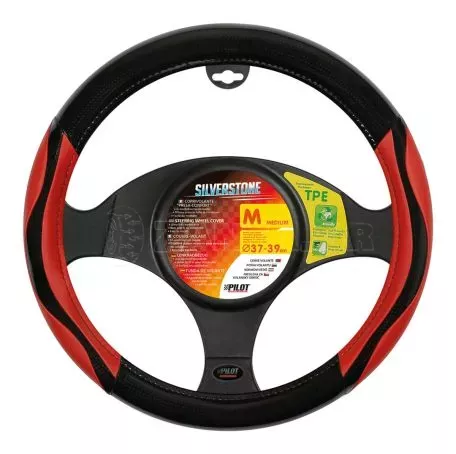 Lampa ΚΑΛΥΜΜΑ ΤΙΜΟΝΙΟΥ SILVERSTONE (M) 37/39cm CARBON / ΔΕΡΜΑΤΙΝΗ ΜΑΥΡΟ/ΚΟΚΚΙΝΟ ΑΟΣΜΟ ECO-FRIENDLY L3294.6 