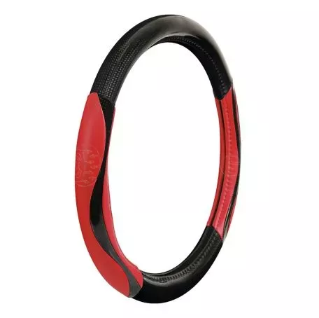 Lampa ΚΑΛΥΜΜΑ ΤΙΜΟΝΙΟΥ SILVERSTONE (M) 37/39cm CARBON / ΔΕΡΜΑΤΙΝΗ ΜΑΥΡΟ/ΚΟΚΚΙΝΟ ΑΟΣΜΟ ECO-FRIENDLY L3294.6 