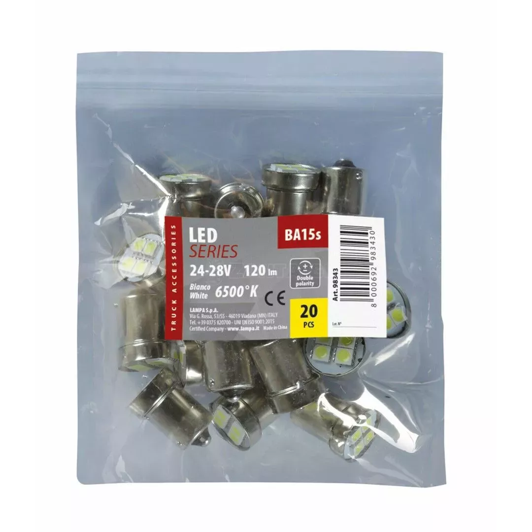Lampa R5W BA15s 24/28V 120LM 12SMD LED x 1 CHIPS HYPER LED ΛΕΥΚΑ 20TEM. L9834.3