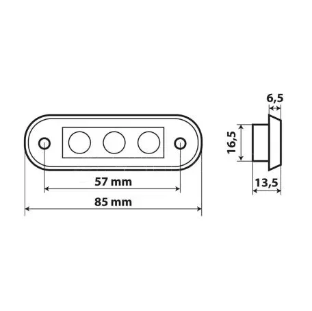 Lampa ΦΩΣ ΟΓΚΟΥ 3LED ΛΕΥΚΟ SMD 12/24V 85mm 20 ΤΕΜ. L9701.7 
