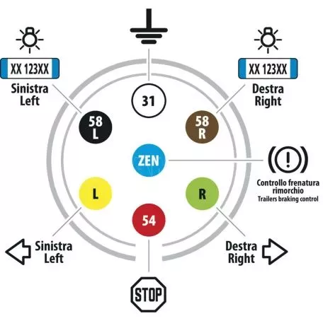 Lampa ΠΡΙΖΑ ΚΟΤΣΑΔΟΡΟΥ ΜΕ ΜΑΥΡΟ ΚΑΠΑΚΙ 24N 24V 7PIN ISO 1185 ΑΡΣΕΝΙΚΗ L9715.7 