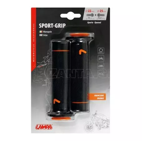 Lampa ΧΕΙΡΟΛΑΒΕΣ ΤΙΜΟΝΙΟΥ ΜΗΧΑΝΗΣ SPORT-GRIP ΜΑΥΡΟ/ΠΟΡΤΟΚΑΛΙ (22 mm-12cm/25mm-12,5cm) LAMPA - 2 ΤΕΜ. 9058.3-LM 
