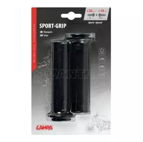 Lampa ΧΕΙΡΟΛΑΒΕΣ ΤΙΜΟΝΙΟΥ ΜΗΧΑΝΗΣ SPORT-GRIP ΜΑΥΡΟ (22 mm-12cm/25mm-12,5cm) LAMPA - 2 ΤΕΜ. 9057.8-LM 