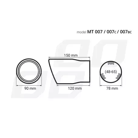AMIO ΑΚΡΟ ΕΞΑΤΜΙΣΗΣ MT-007BLC 48->65mm - ΣΤΡΟΓΓΥΛΟ AMIO – 1 ΤΕΜ. 02198/AM
