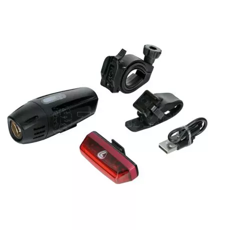 Lampa ΦΩΣ ΠΟΔΗΛΑΤΟΥ ΣΕΤ POWER SET 3 ΧΡΗΣΕΩΝ ΛΕΥΚΟ ΦΩΣ ΕΜΠΡΟΣ 300lm + ΠΙΣΩ ΚΟΚΚΙΝΟ ΦΩΣ 35lm ΦΟΡΤΙΣΗ ΜΕ USB 9355.3-LB 